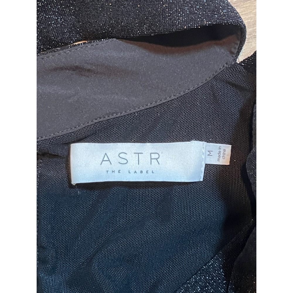 ASTR The Label Cowl Neck Top Womens Medium Black Metallic Shimmer Party Blouse - Picture 6 of 11